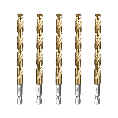 SALI Cobalt Drill Bit Set,5 Pack 5/16 Inch High Speed Steel Hex Shank Jobber Drill Bits, for Hardwood, Aluminum,Metal,Copper,Alloyed Steel