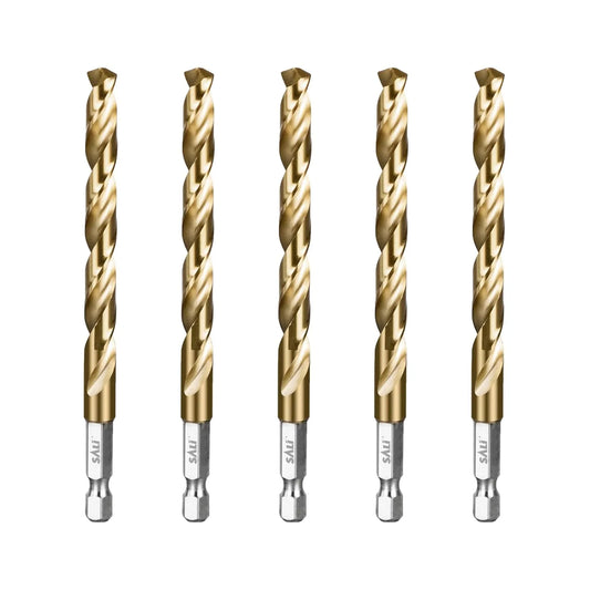 SALI Cobalt Drill Bit Set,5 Pack 5/16 Inch High Speed Steel Hex Shank Jobber Drill Bits, for Hardwood, Aluminum,Metal,Copper,Alloyed Steel