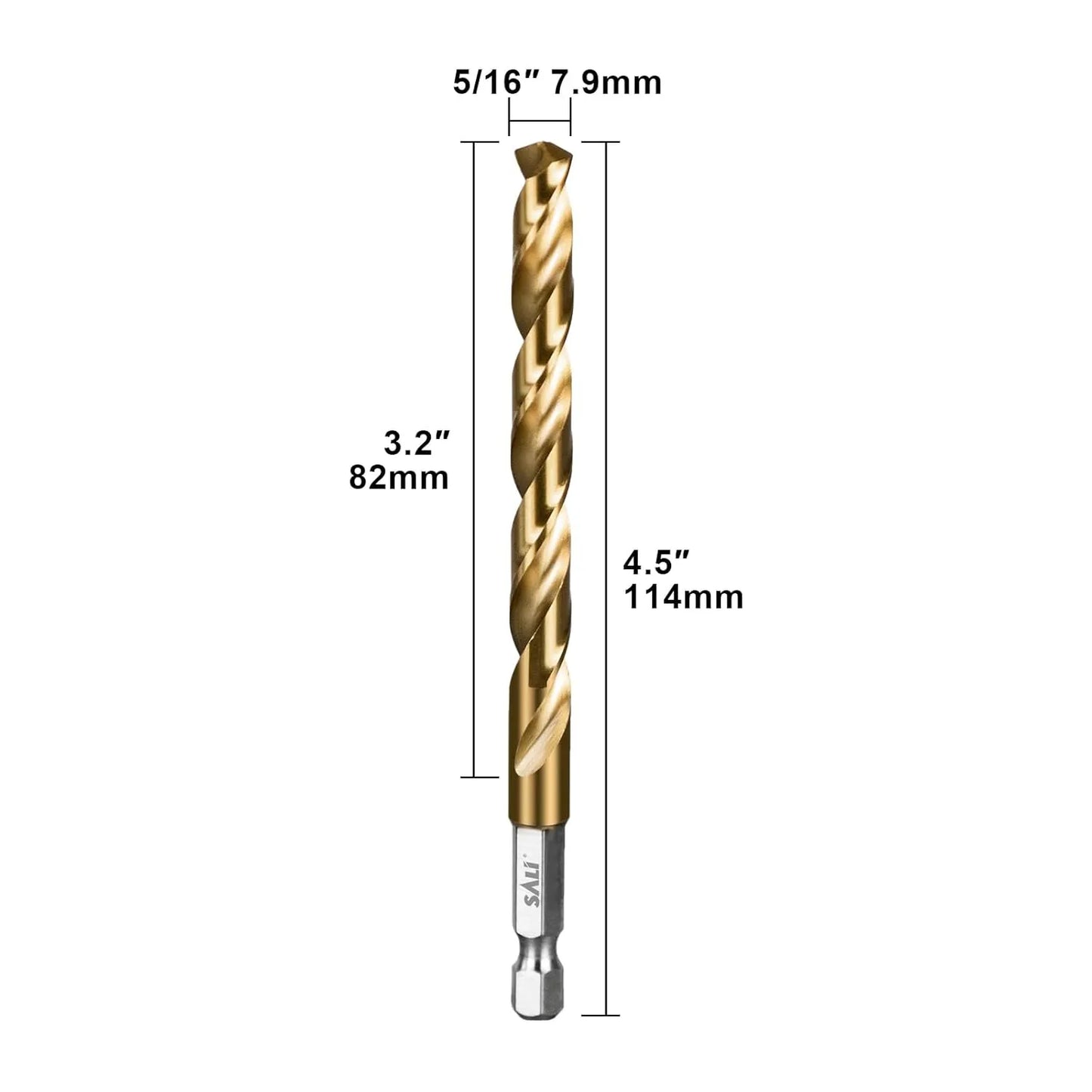 SALI Cobalt Drill Bit Set,5 Pack 5/16 Inch High Speed Steel Hex Shank Jobber Drill Bits, for Hardwood, Aluminum,Metal,Copper,Alloyed Steel