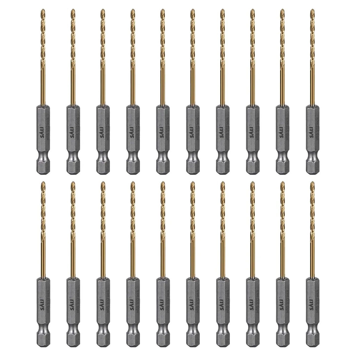 SALI Cobalt Drill Bit Set,20 Pack 3/32 Inch High Speed Steel Hex Shank Jobber Drill Bits, for Hardwood, Aluminum,Metal,Copper,Alloyed Steel