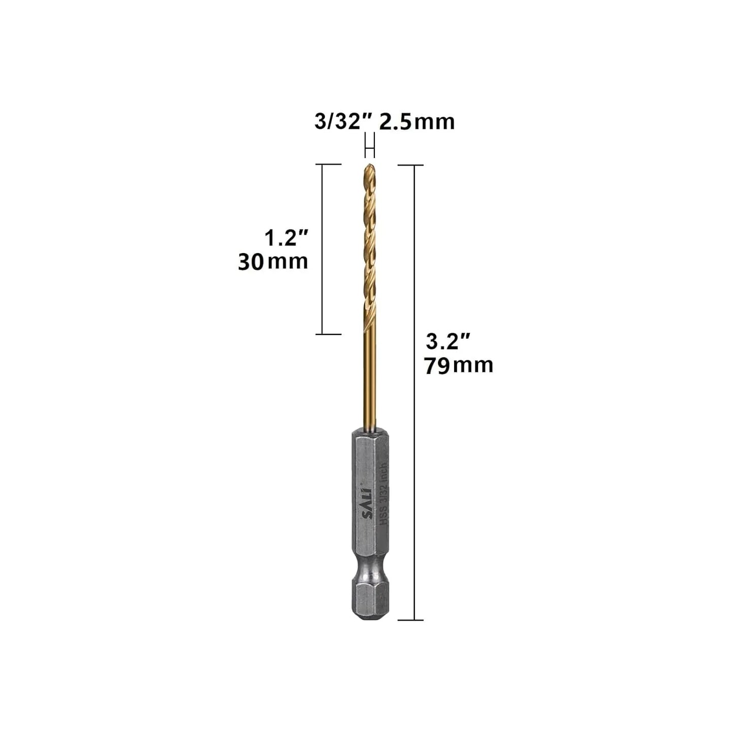 SALI Cobalt Drill Bit Set,20 Pack 3/32 Inch High Speed Steel Hex Shank Jobber Drill Bits, for Hardwood, Aluminum,Metal,Copper,Alloyed Steel