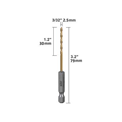 SALI Cobalt Drill Bit Set,20 Pack 3/32 Inch High Speed Steel Hex Shank Jobber Drill Bits, for Hardwood, Aluminum,Metal,Copper,Alloyed Steel