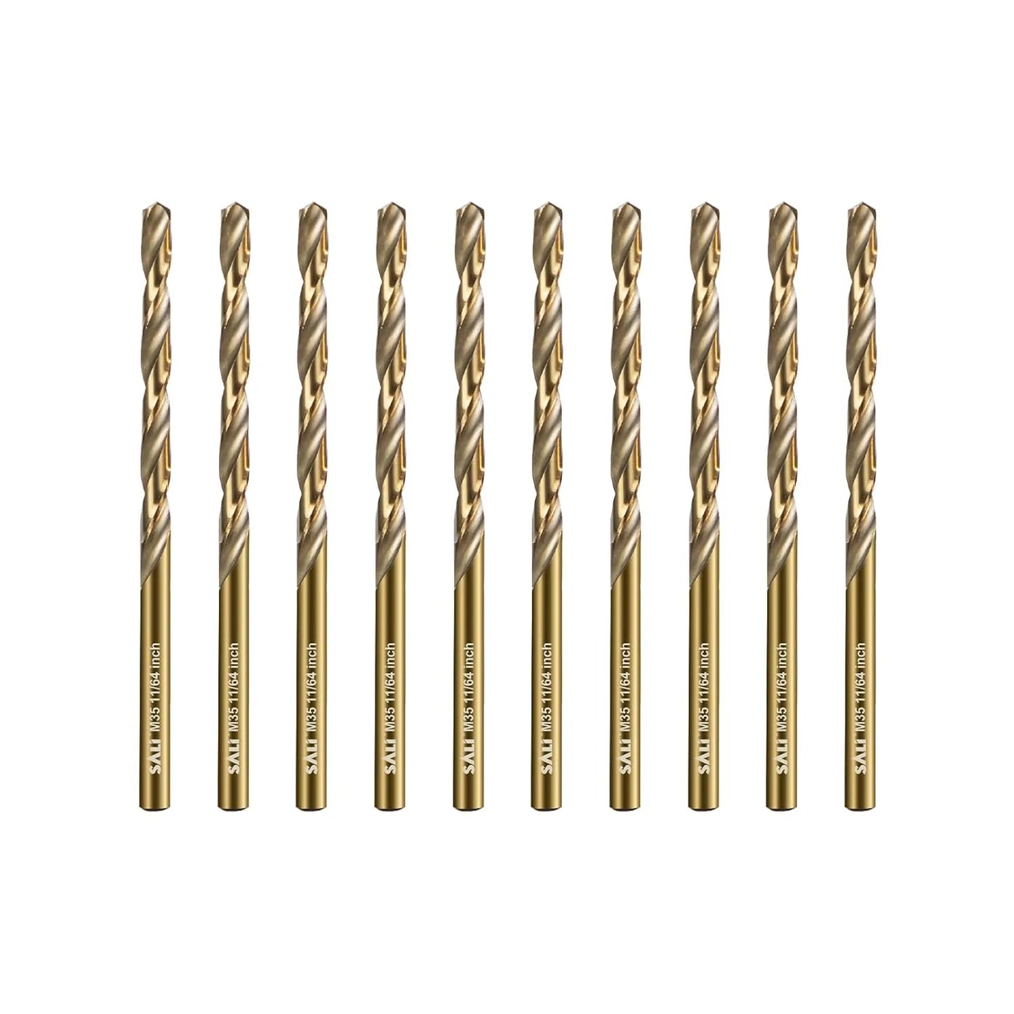 SALI Cobalt Drill Bit Set, 10Pcs 11/64" M35 High Speed Steel Jobber Length Drill Bit Kit for Hardened Metal, Stainless Steel, Cast Iron, Wood and Plastic, with Index Storage Case