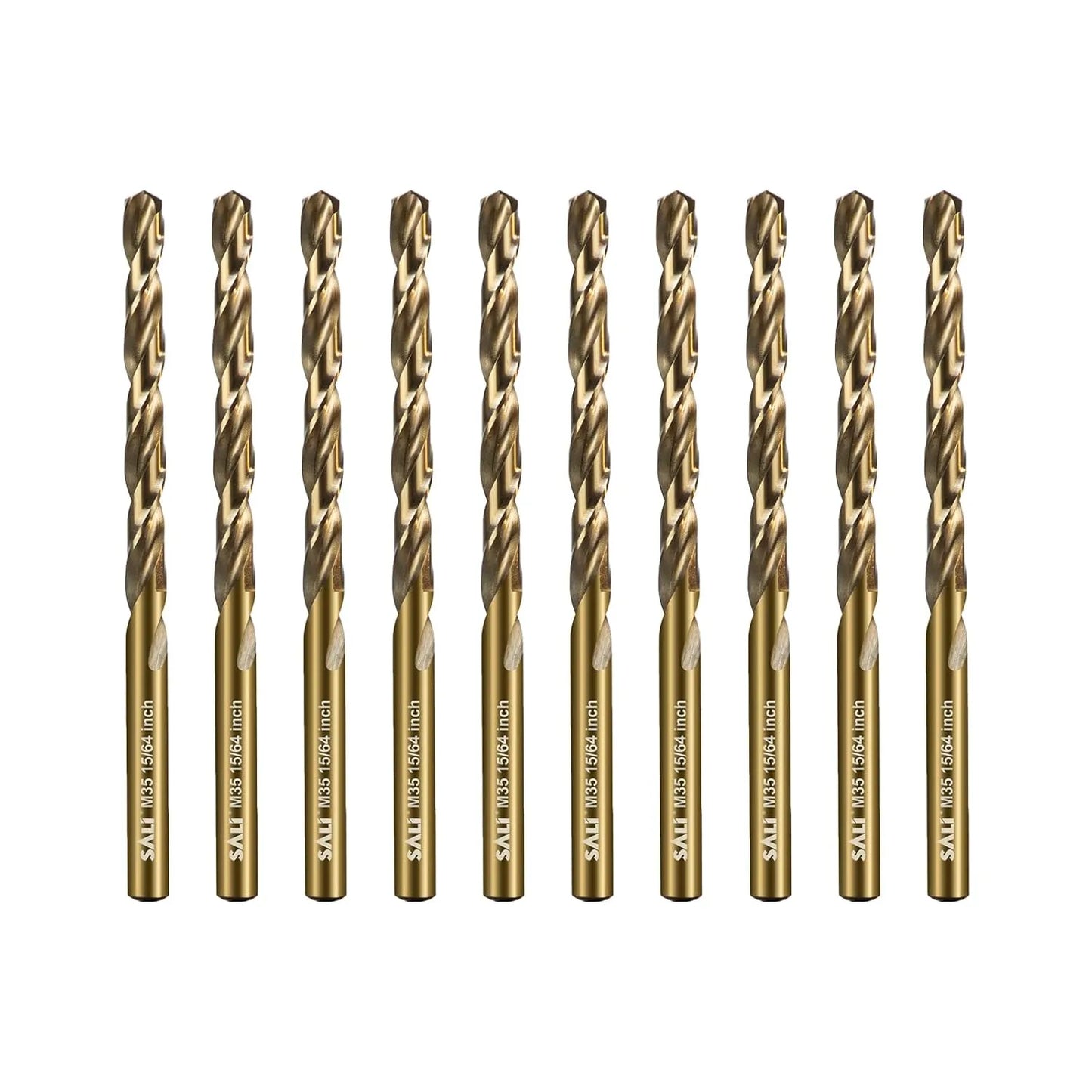 SALI Cobalt Drill Bit Set, 10Pcs 15/64" M35 High Speed Steel Jobber Length Drill Bit Kit for Hardened Metal, Stainless Steel, Cast Iron, Wood and Plastic, with Index Storage Case