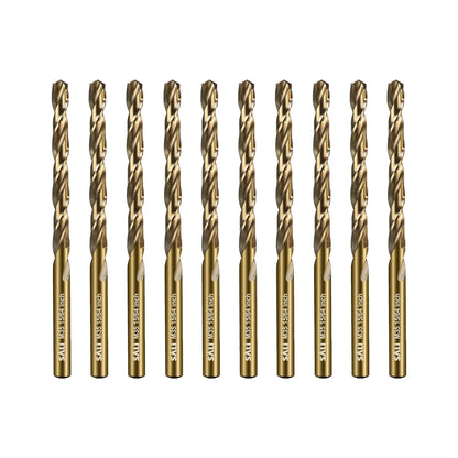 SALI Cobalt Drill Bit Set, 10Pcs 15/64" M35 High Speed Steel Jobber Length Drill Bit Kit for Hardened Metal, Stainless Steel, Cast Iron, Wood and Plastic, with Index Storage Case