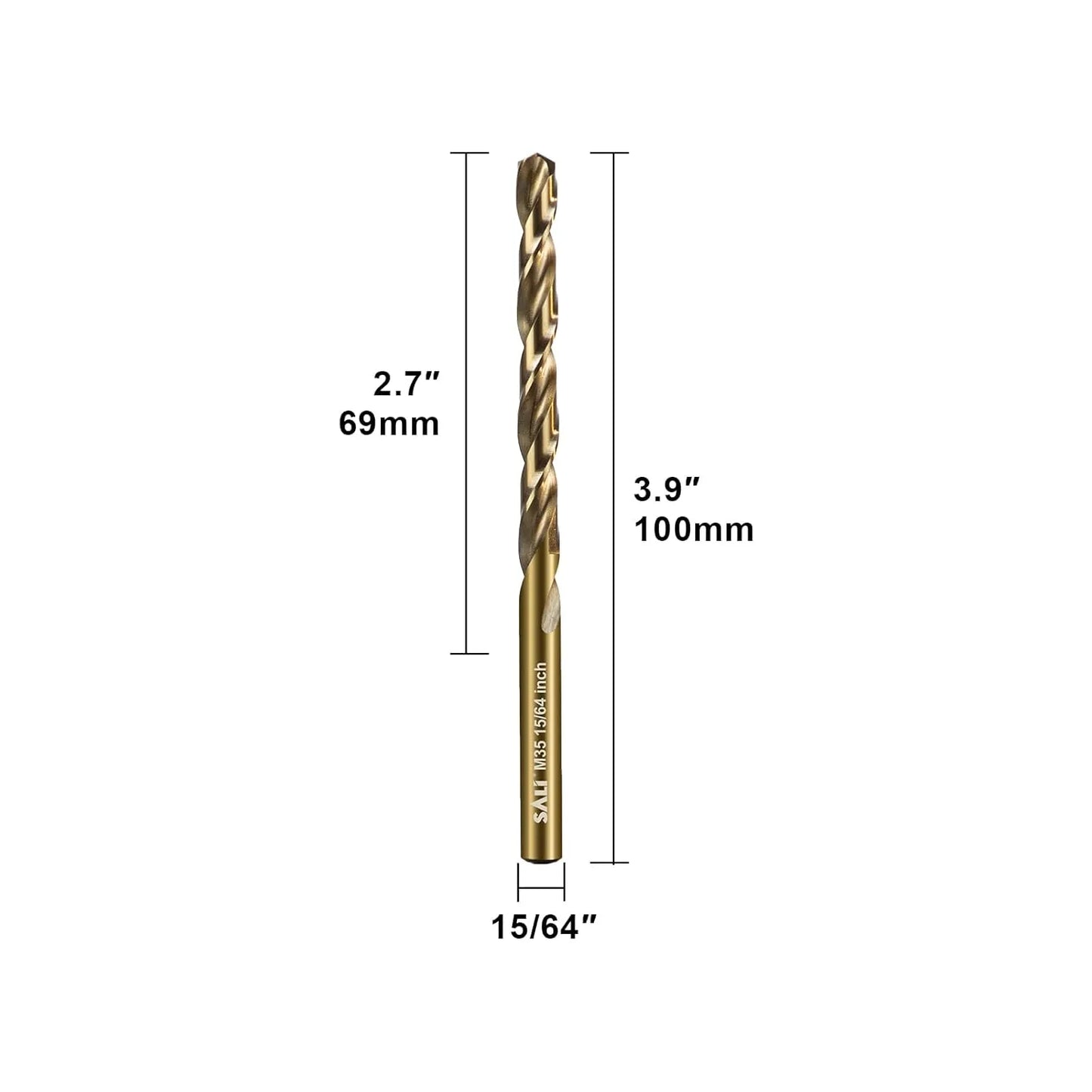 SALI Cobalt Drill Bit Set, 10Pcs 15/64" M35 High Speed Steel Jobber Length Drill Bit Kit for Hardened Metal, Stainless Steel, Cast Iron, Wood and Plastic, with Index Storage Case