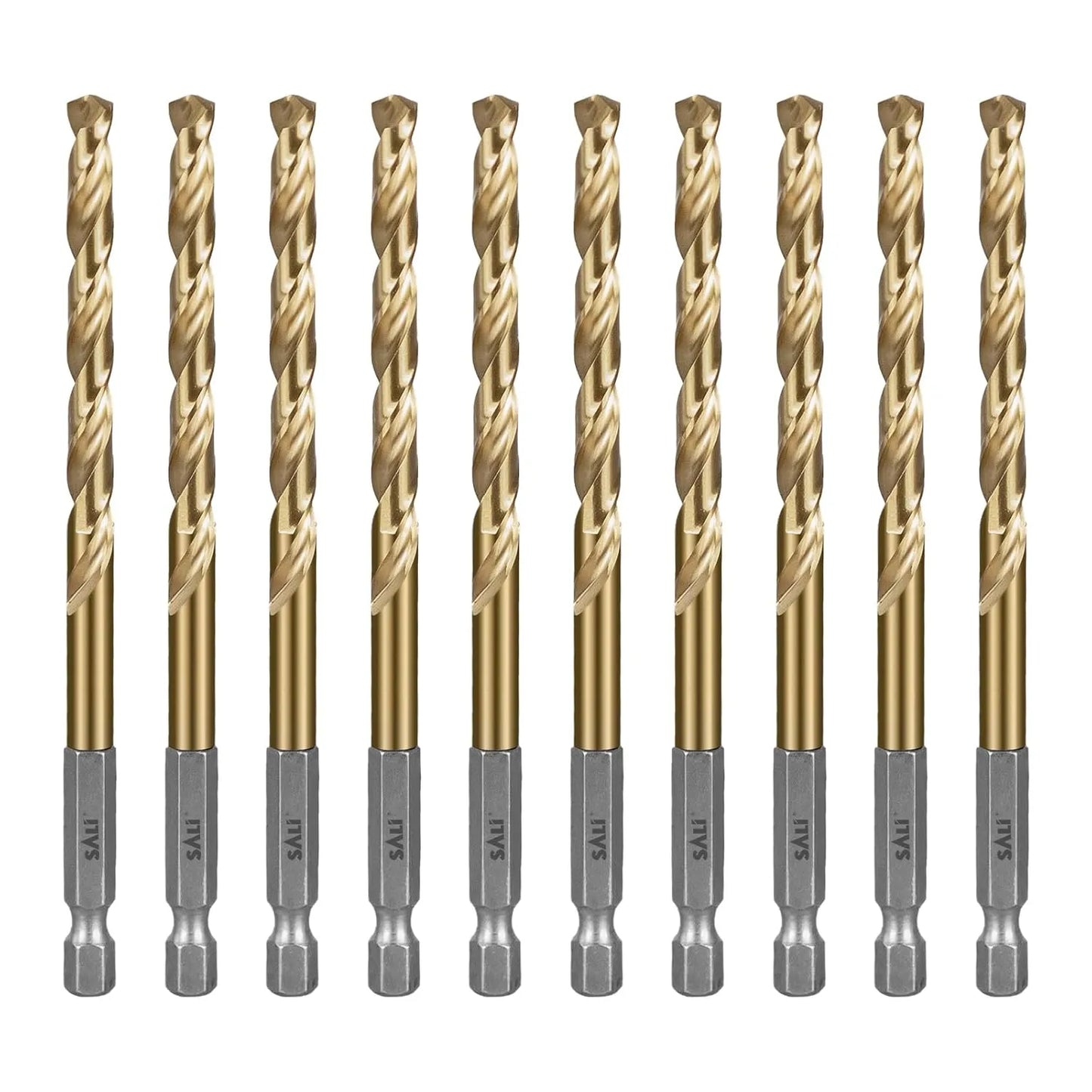 SALI Cobalt Drill Bit Set,10 Pack 1/4 Inch High Speed Steel Hex Shank Jobber Drill Bits, for Hardwood, Aluminum,Metal,Copper,Alloyed Steel