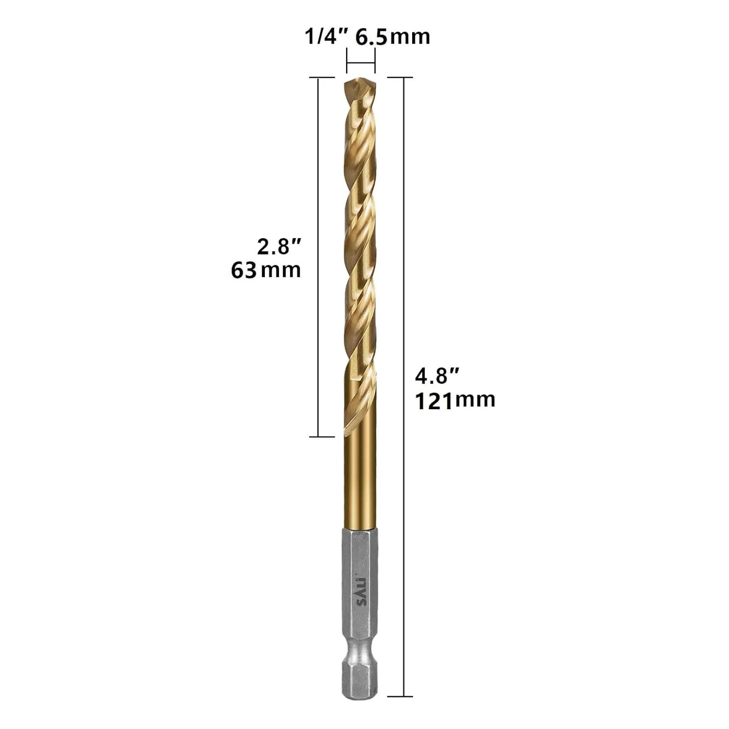 SALI Cobalt Drill Bit Set,10 Pack 1/4 Inch High Speed Steel Hex Shank Jobber Drill Bits, for Hardwood, Aluminum,Metal,Copper,Alloyed Steel