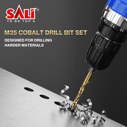 SALI Cobalt Drill Bit Set,10 Pack 1/4 Inch High Speed Steel Hex Shank Jobber Drill Bits, for Hardwood, Aluminum,Metal,Copper,Alloyed Steel