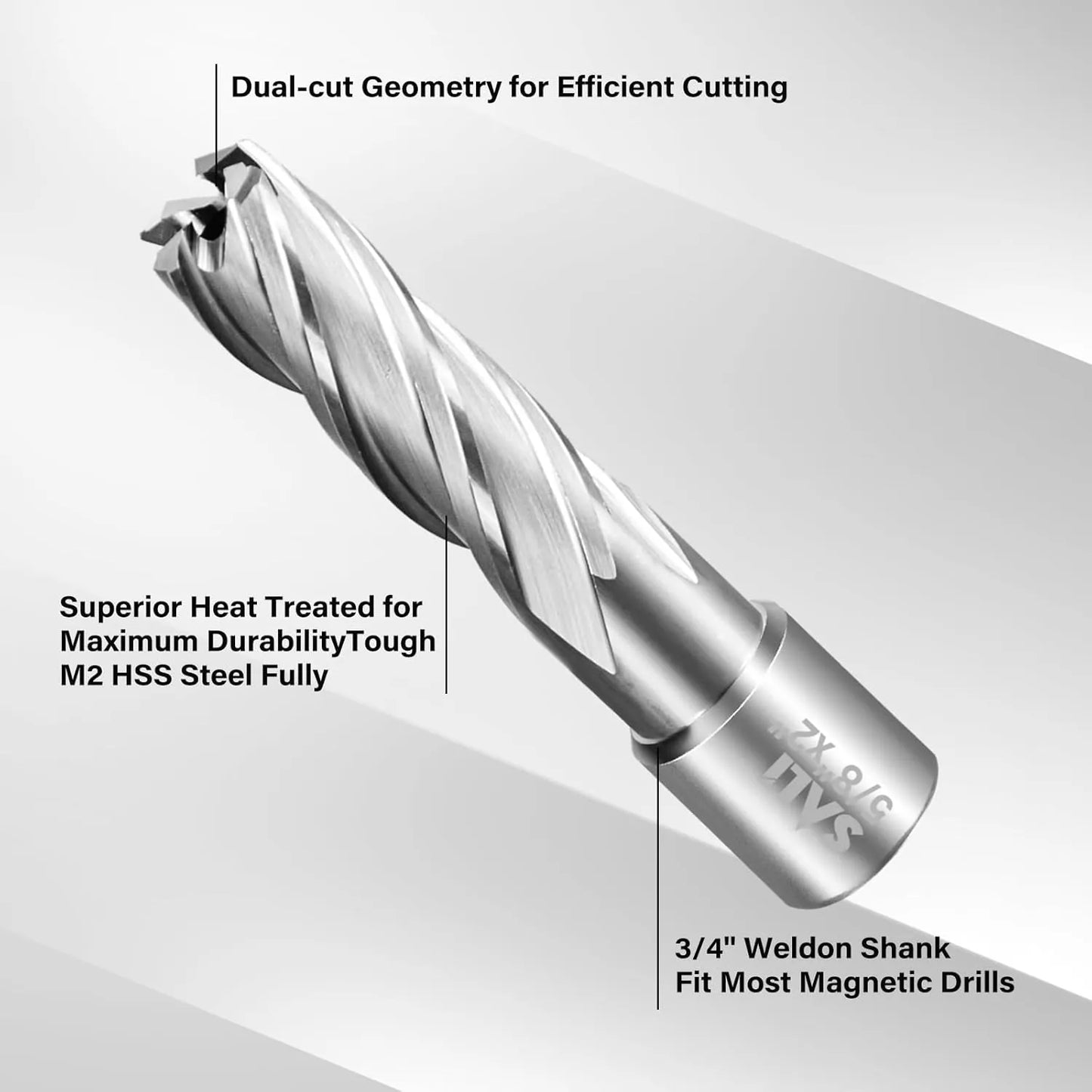 SALI 2 pcs Annular Cutter Diameter 1-1/4 Inch with Weldon Shank 3/4" (with 2 Flats) Cutting Depth 2" Mag Drill Bit for Magnetic Drill Press HSS Fully Ground Drill with One 1/4"*4" Pilot Pin
