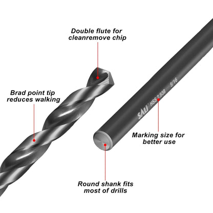 SALI Cobalt Aircraft Extension Drill Bits,1/2"×12" Long Length Drill Bits for Drilling into Sheet Metal, Stainless, Aluminum, Wood, & Copper