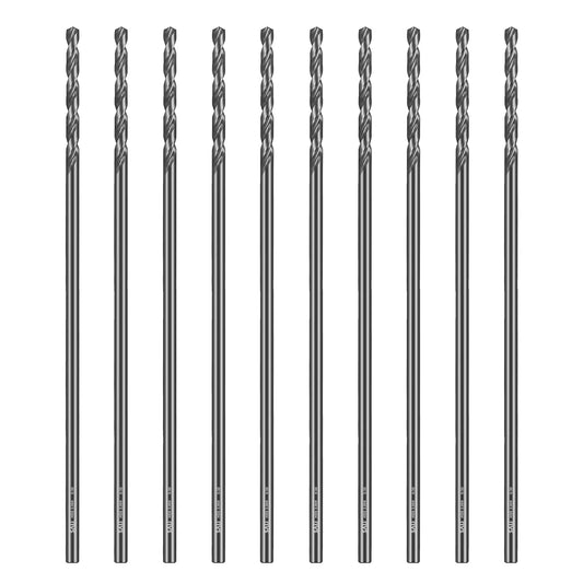 SALI Cobalt Aircraft Extension Drill Bits 10 pcs,5/32"×6" Long Length Drill Bits for Drilling into Sheet Metal, Stainless, Aluminum, Wood, & Copper