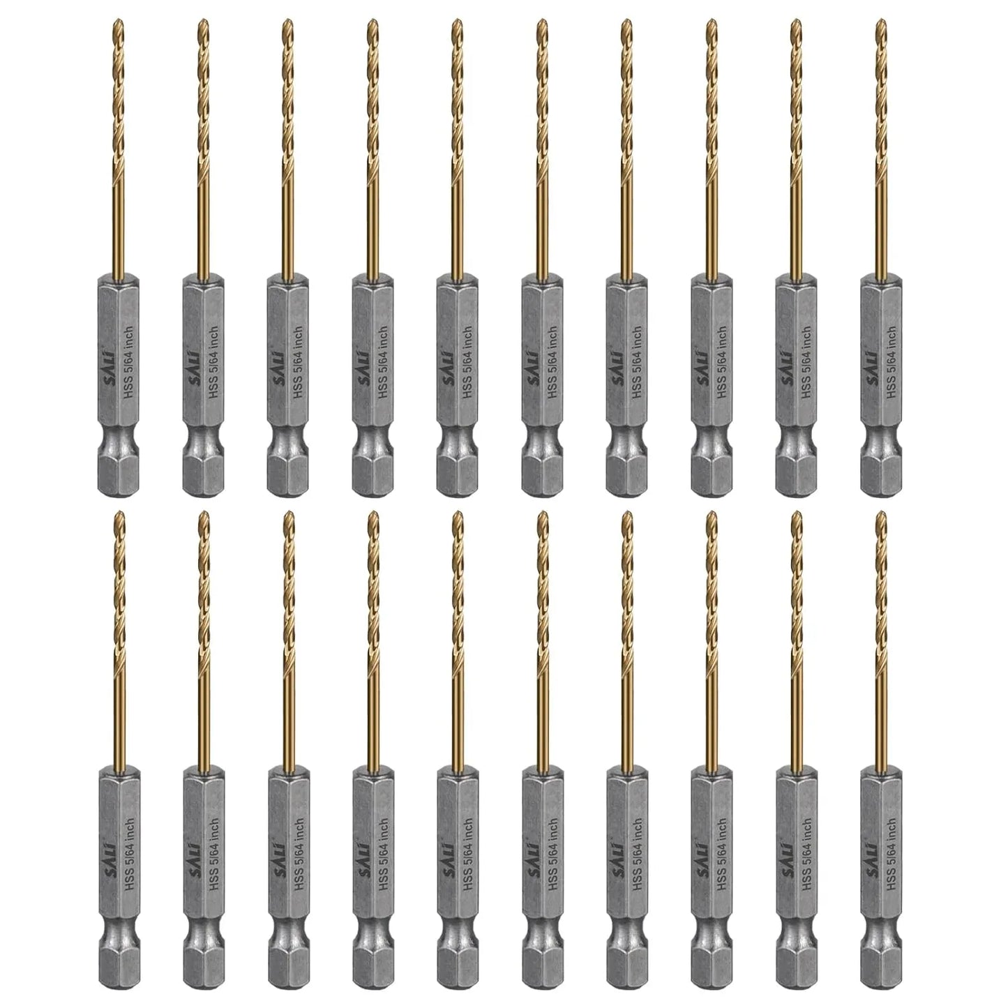 SALI Cobalt Drill Bit Set,20 Pack 5/64 Inch High Speed Steel Hex Shank Jobber Drill Bits, for Hardwood, Aluminum,Metal,Copper,Alloyed Steel