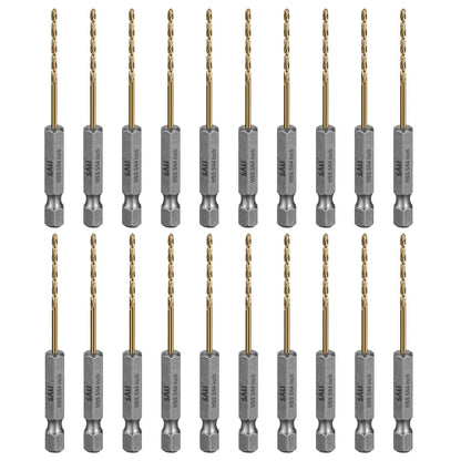 SALI Cobalt Drill Bit Set,20 Pack 5/64 Inch High Speed Steel Hex Shank Jobber Drill Bits, for Hardwood, Aluminum,Metal,Copper,Alloyed Steel