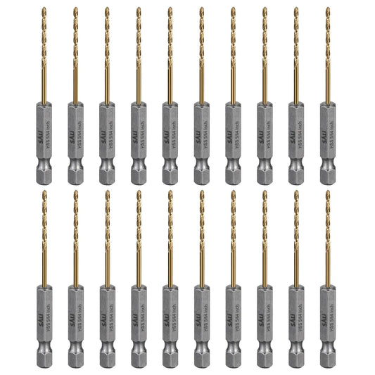 SALI Cobalt Drill Bit Set,20 Pack 5/64 Inch High Speed Steel Hex Shank Jobber Drill Bits, for Hardwood, Aluminum,Metal,Copper,Alloyed Steel