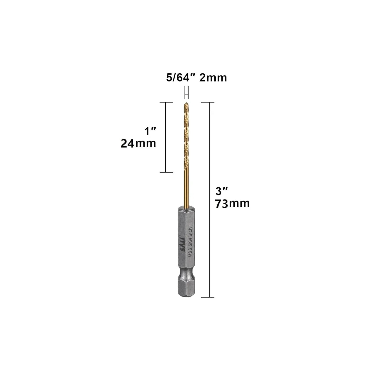 SALI Cobalt Drill Bit Set,20 Pack 5/64 Inch High Speed Steel Hex Shank Jobber Drill Bits, for Hardwood, Aluminum,Metal,Copper,Alloyed Steel