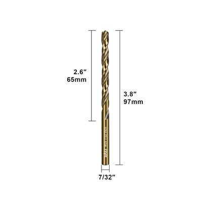 SALI Cobalt Drill Bit Set, 10Pcs 7/32" M35 High Speed Steel Jobber Length Drill Bit Kit for Hardened Metal, Stainless Steel, Cast Iron, Wood and Plastic, with Index Storage Case
