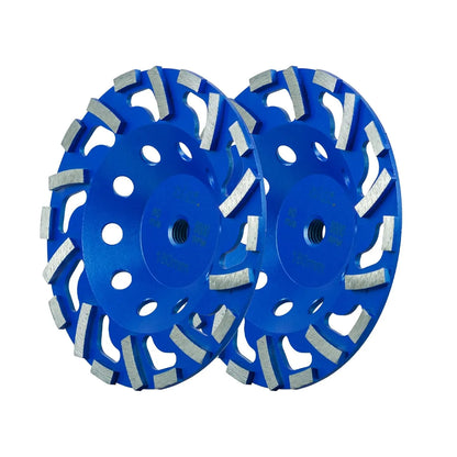 SALI 2pcs 7 Inch Concrete Grinding Wheels 20 Turbo Diamond Segments 5/8-11 Arbor Diamond Grinding Wheel Fit for Paint, Epoxy, Mastic Coating Removal with CDB. New Technology