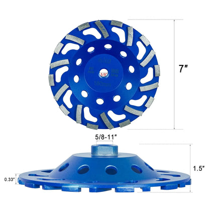 SALI 2pcs 7 Inch Concrete Grinding Wheels 20 Turbo Diamond Segments 5/8-11 Arbor Diamond Grinding Wheel Fit for Paint, Epoxy, Mastic Coating Removal with CDB. New Technology