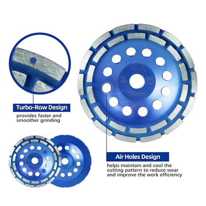 SALI 7 Inch Concrete Grinding Wheels 28 Turbo Diamond Segments 5/8-11 Arbor Diamond Grinding Wheel Fit for Paint, Epoxy, Mastic, Coating Removal