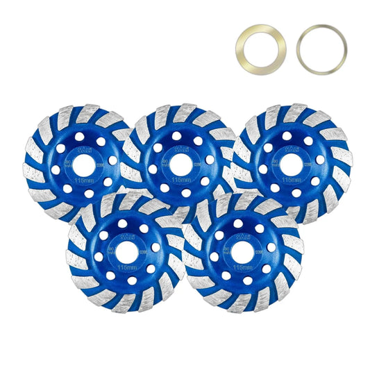 SALI 5pcs Diamond Concrete Grinding Wheel 4 1/2 inch for Polishing and Cleaning Stone Surface, Cement, Marble, Rock, Granite, and Thinset Removing, Angle Grinder Segment Wheels Cup 115 * 22.2MM