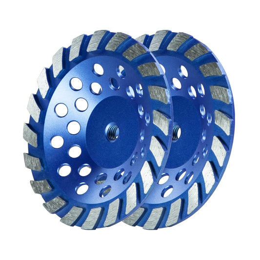 SALI 7 Inch 2pcs Concrete Grinding Wheels 20 Turbo Diamond Segments 5/8-11 Arbor Diamond Grinding Wheel Fit for Paint, Epoxy, Mastic, Coating Removal