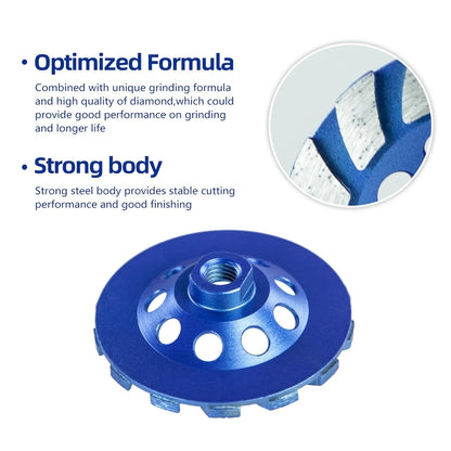 SALI 4.5 Inch 3pcs Concrete Grinding Wheels 27 Turbo Diamond Segments 5/8-11 Arbor Diamond Grinding Wheel Fit for Paint, Epoxy, Mastic Coating Removal
