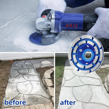 SALI Diamond Concrete Grinding Wheel 4 1/2 inch for Polishing and Cleaning Stone Concrete Surface, Cement, Marble, Rock, Granite, and Thinset Removing, Angle Grinder Double Rows Wheels Cup 115*22.2MM