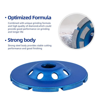 SALI Diamond Concrete Grinding Wheel 4 1/2 inch for Polishing and Cleaning Stone Concrete Surface, Cement, Marble, Rock, Granite, and Thinset Removing, Angle Grinder Double Rows Wheels Cup 115*22.2MM