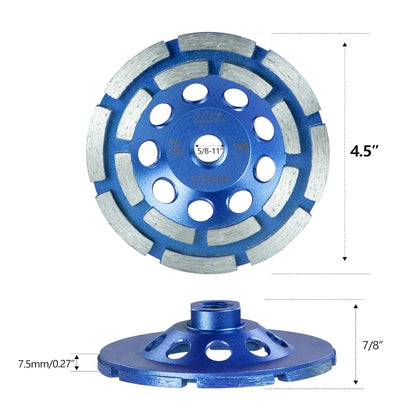 SALI 4.5 Inch 3pcs Concrete Grinding Wheels 16 Turbo Diamond Segments 5/8-11 Arbor Diamond Grinding Wheel Fit for Paint, Epoxy, Mastic Coating Removal