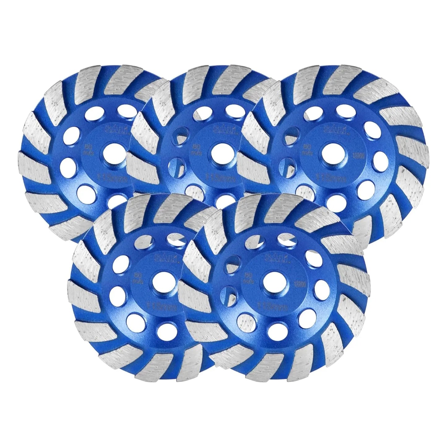 SALI 5PCS 4.5 Inch Concrete Grinding Wheels 14 Turbo Diamond Segments 5/8-11 Arbor Diamond Grinding Wheel Fit for Paint, Epoxy, Mastic, Coating Removal