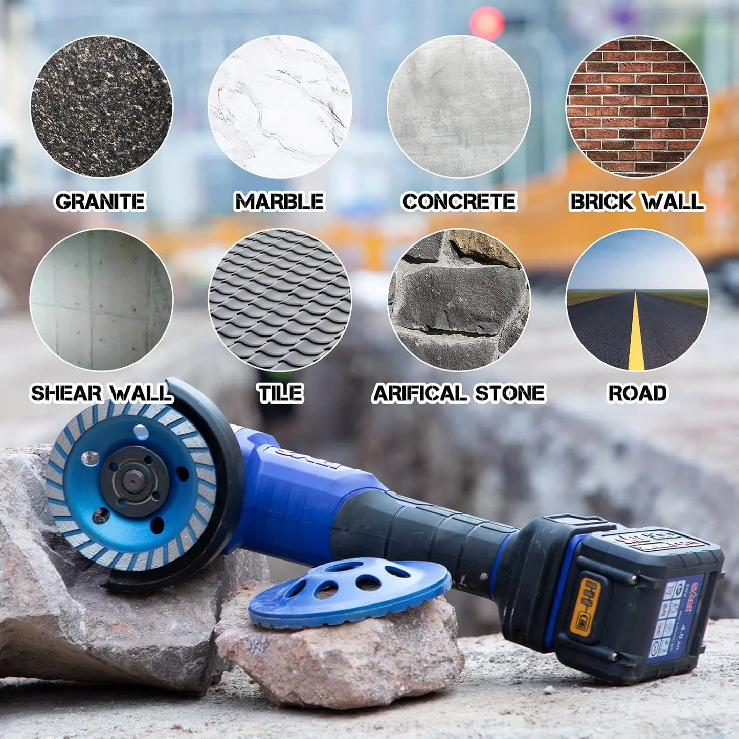 SALI Diamond Concrete Grinding Wheel 4 1/2 inch for Polishing and Cleaning Stone Concrete Surface, Cement, Marble, Rock, Granite, and Thinset Removing, Angle Grinder Turbo Wheels Cup 115*22.2*10 MM