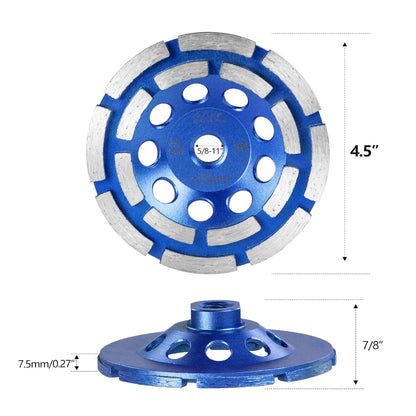SALI 5PCS 4.5 Inch Concrete Grinding Wheels 16 Turbo Diamond Segments 5/8-11 Arbor Diamond Grinding Wheel Fit for Paint, Epoxy, Mastic Coating Removal