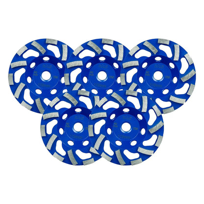 SALI 5pcs 4.5 Inch Concrete Grinding Wheels 14 Turbo Diamond Segments 5/8-11 Arbor Diamond Grinding Wheel Fit for Paint, Epoxy, Mastic Coating Removal with CDB New Technology