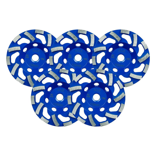 SALI 5pcs 4.5 Inch Concrete Grinding Wheels 14 Turbo Diamond Segments 5/8-11 Arbor Diamond Grinding Wheel Fit for Paint, Epoxy, Mastic Coating Removal with CDB New Technology