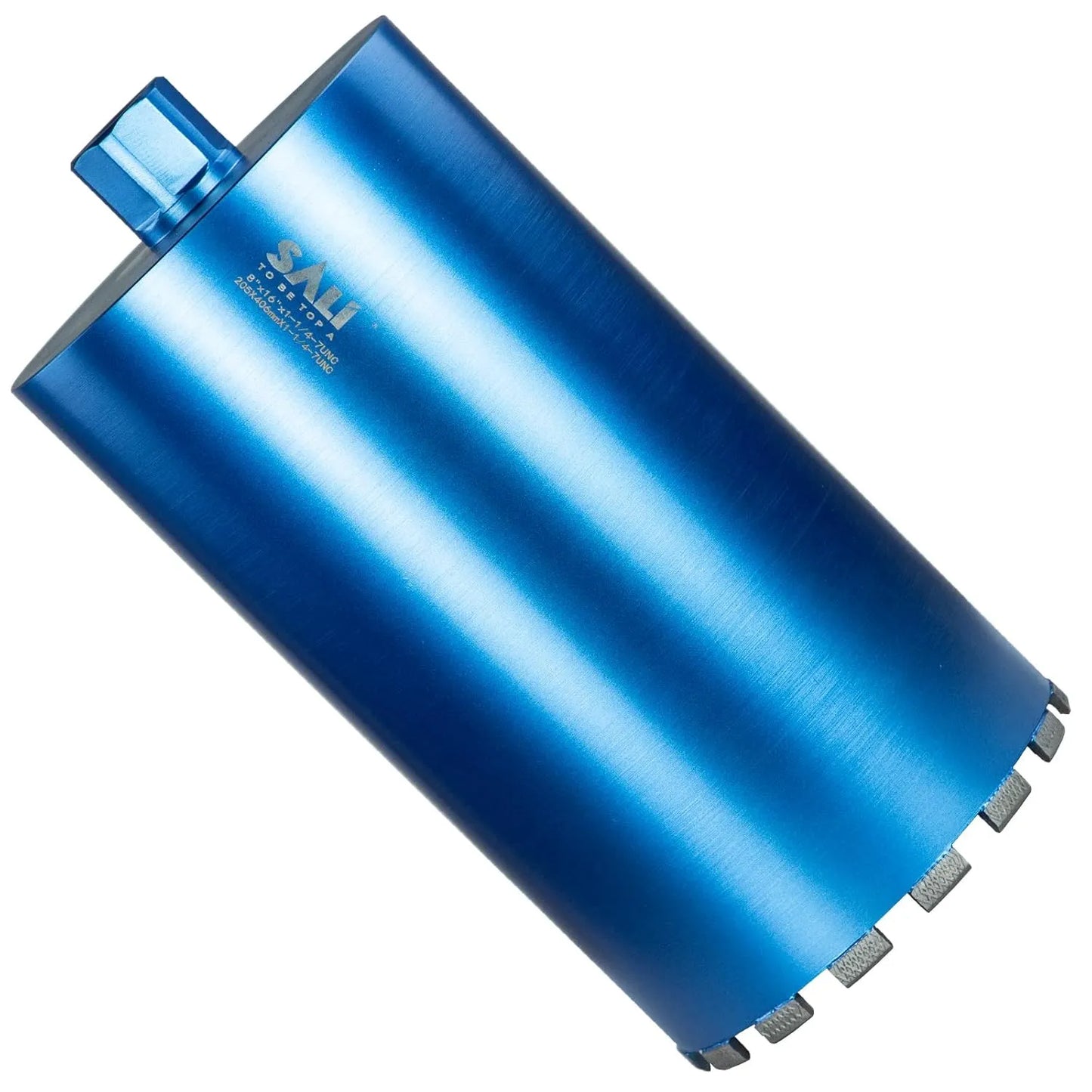 SALI Wet Diamond Core Drill Bits 8"/205mm Diameter, 15"/380mm Drilling Depth Concrete Core Drill Bit, 1-1/4-7" Thread Core Bit Turbo Laser-Welded Segments with Rebar, Brick, Block, Masonry, Stone
