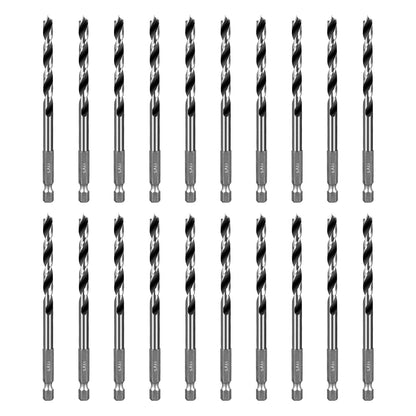 SALI Brad Point Drill Bits Set, 20 Pcs 1/4" Carbon Steel Wood Drill Bit Set with 1/4" Hex Shank for Hardwood, Plywood, Plastic Round Holes in All Types of Wood
