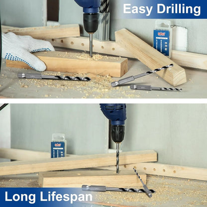 SALI Brad Point Drill Bits Set, 20 Pcs 1/4" Carbon Steel Wood Drill Bit Set with 1/4" Hex Shank for Hardwood, Plywood, Plastic Round Holes in All Types of Wood