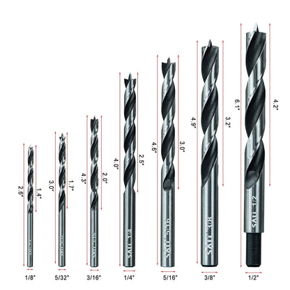 Sali Brad Point Wood Drill Bit Set Carbon Steel Wood Drill Bit Set for Hardwood, Plywood, Plastic Round Holes in All Types of Wood