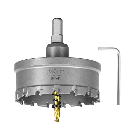 SALI 3-1/4"(83mm) TCT Hole Saw Kit Tungsten Carbide Tipped Hole Saw Drill Bit with Titanium-Plated Pilot Drill bit for Metal, Stainless Steel, Iron, Wood, Plastic