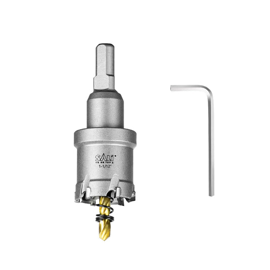 SALI 1-1/12" (28mm) TCT Hole Saw Kit Tungsten Carbide Tipped Hole Saw Drill Bit with Titanium-Plated Pilot Drill bit for Metal, Stainless Steel, Iron, Wood, Plastic