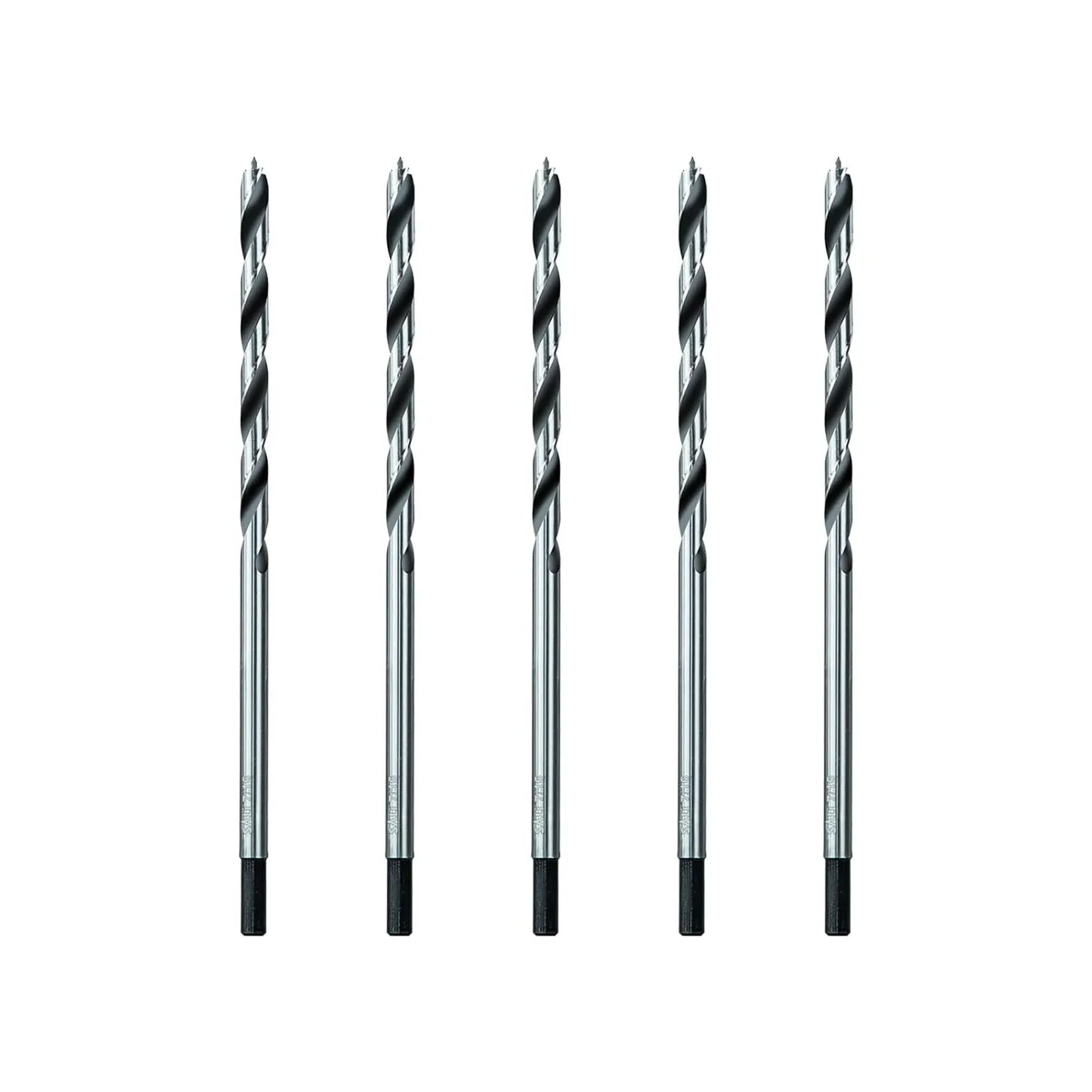 Sali 5pcs 7/16 inch Brad Point Wood Drill Bit Set Carbon Steel Wood Drill Bit Set for Hardwood, Plywood, Plastic Round Holes in All Types of Wood Extra Long 11 Inch