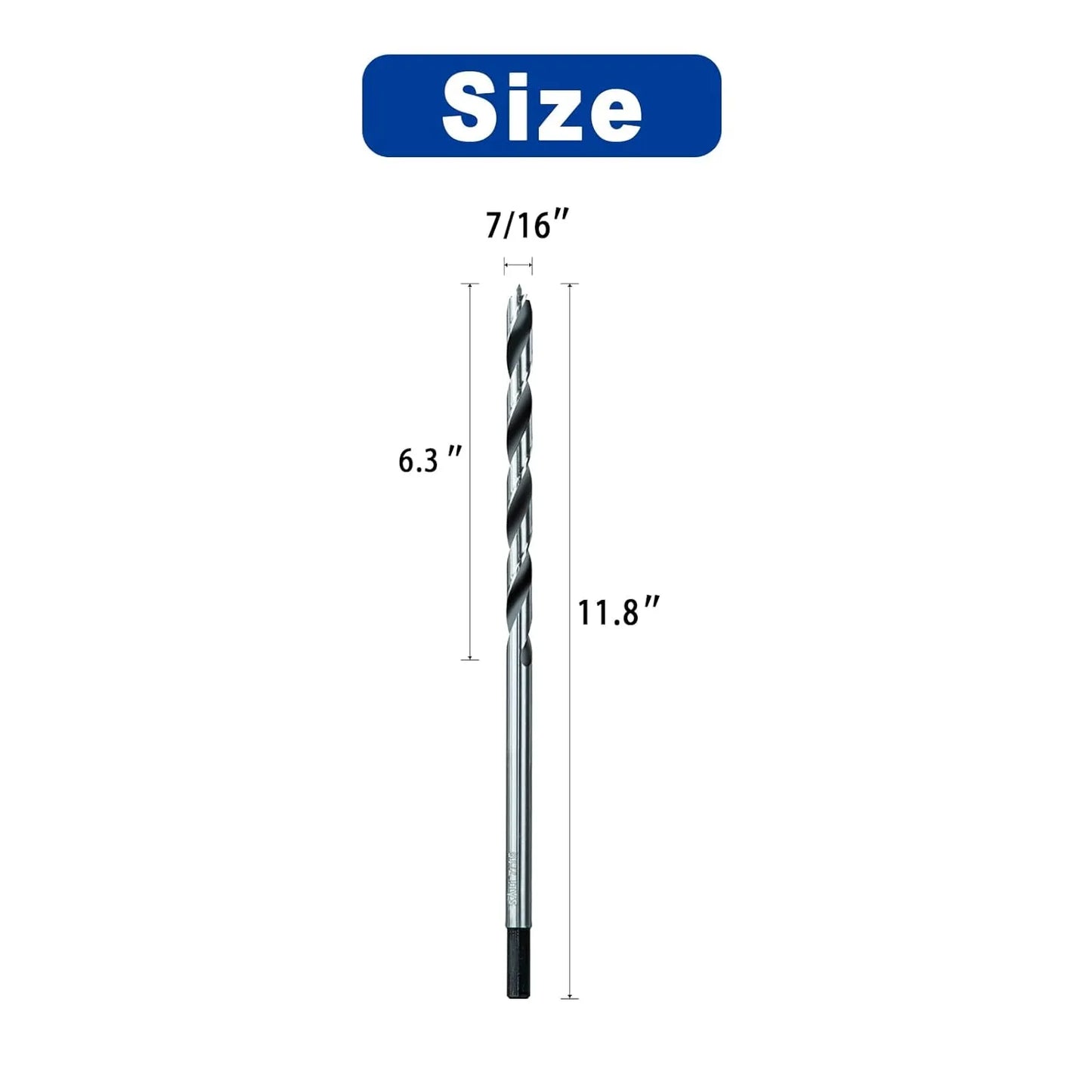 Sali 5pcs 7/16 inch Brad Point Wood Drill Bit Set Carbon Steel Wood Drill Bit Set for Hardwood, Plywood, Plastic Round Holes in All Types of Wood Extra Long 11 Inch