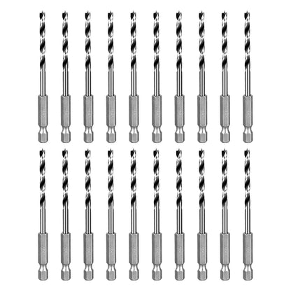 SALI Brad Point Drill Bits Set, 20 Pcs 5/32" Carbon Steel Wood Drill Bit Set with 1/4" Hex Shank for Hardwood, Plywood, Plastic Round Holes in All Types of Wood