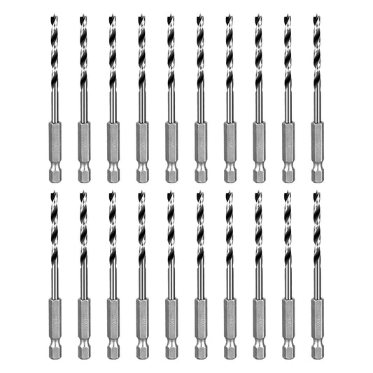 SALI Brad Point Drill Bits Set, 20 Pcs 5/32" Carbon Steel Wood Drill Bit Set with 1/4" Hex Shank for Hardwood, Plywood, Plastic Round Holes in All Types of Wood