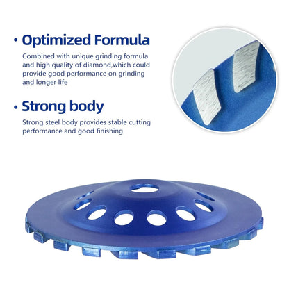 SALI Diamond Concrete Grinding Wheel 7 inch for Polishing and Cleaning Stone Concrete Surface, Cement, Marble, Rock, Granite, and Thinset Removing, Angle Grinder Segment Wheels Cup 180 * 22.2 MM