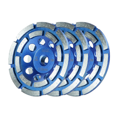 SALI 4.5 Inch 3pcs Concrete Grinding Wheels 16 Turbo Diamond Segments 5/8-11 Arbor Diamond Grinding Wheel Fit for Paint, Epoxy, Mastic Coating Removal