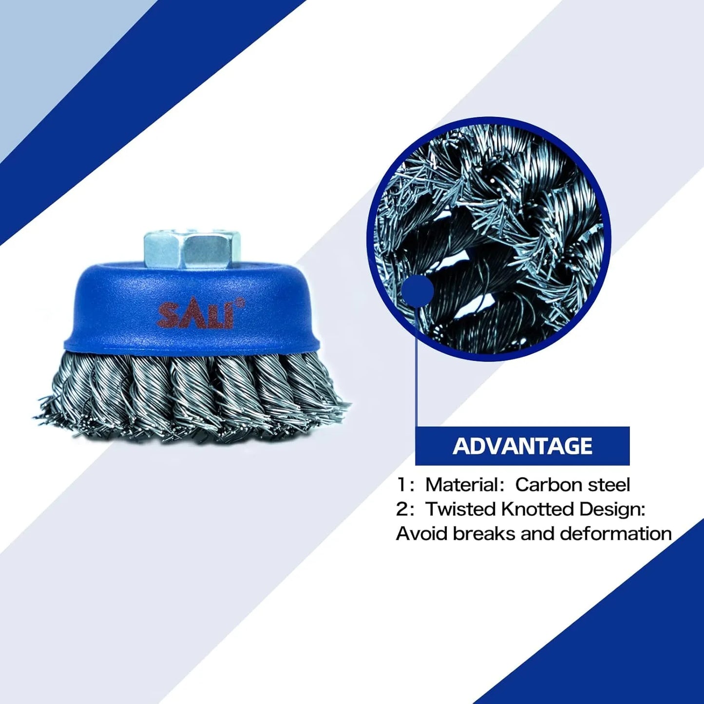 SALI 18 Pack Wire Cup Brush, 4 Inch Twisted Knotted Cup Brush for Grinders, with 5/8 Inch-11 Arbor for Heavy Cleaning Rust, Stripping and Abrasive, for Angle Grinder