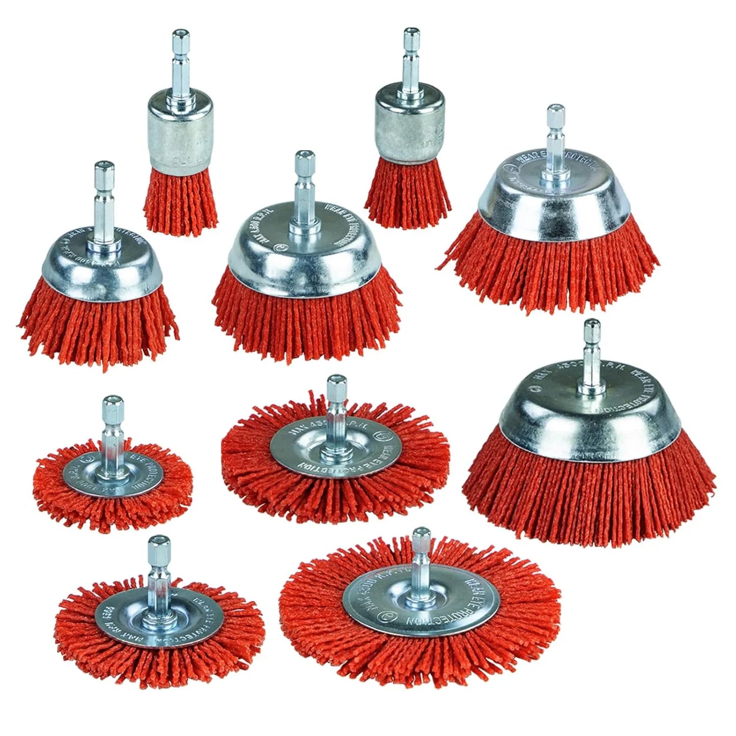 SALI Nylon Abrasive Brush Set, 1/4" Hex Shank Drill Brush Kit for Rust, Paint & Surface Cleaning on Metal, Wood & Plastic