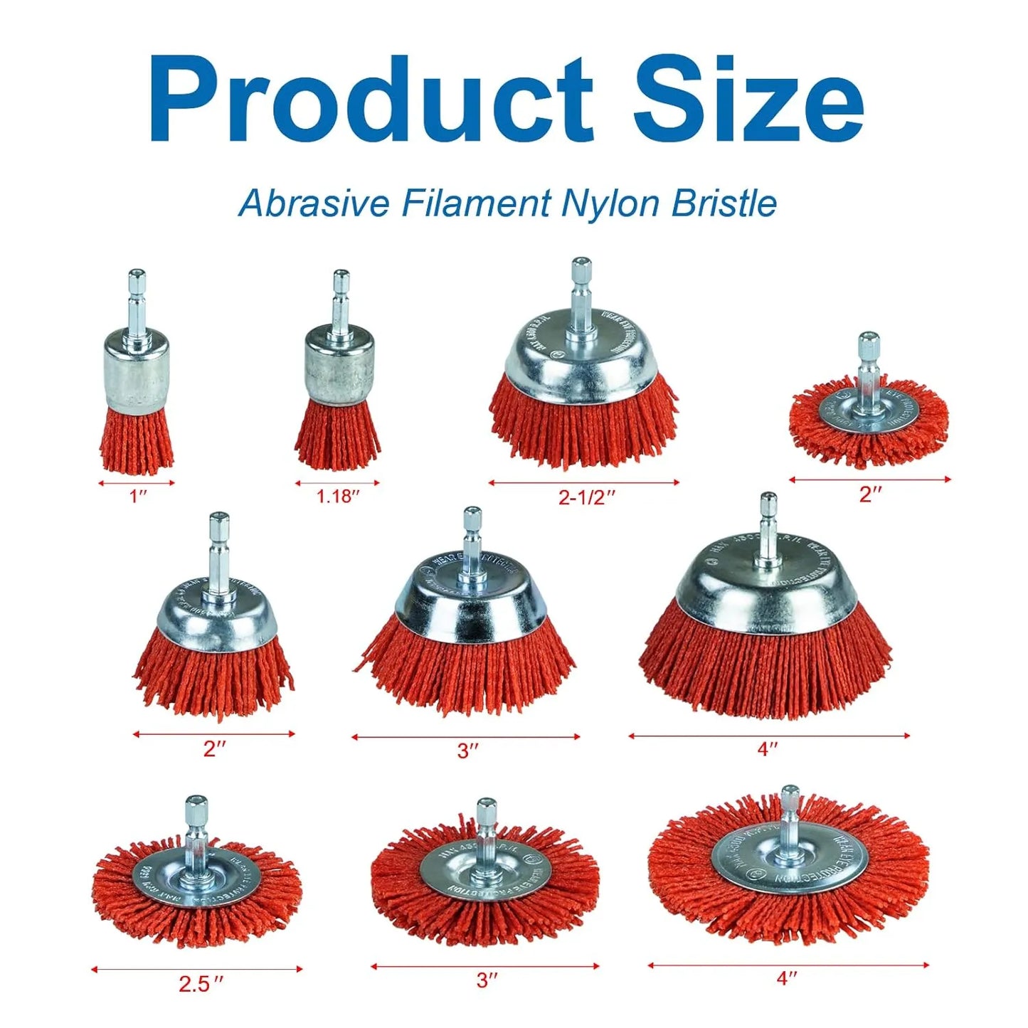 SALI Nylon Abrasive Brush Set, 1/4" Hex Shank Drill Brush Kit for Rust, Paint & Surface Cleaning on Metal, Wood & Plastic